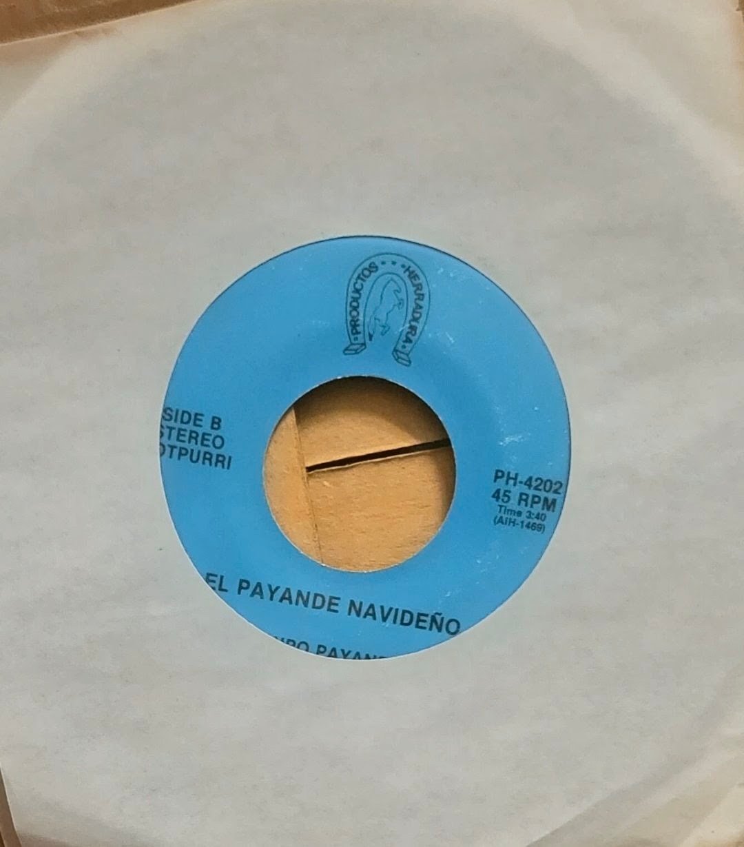 Grupo Payande "El Payande Navideño" Cara A-"El Machin" Cara B Vinyl Record 45 rpm