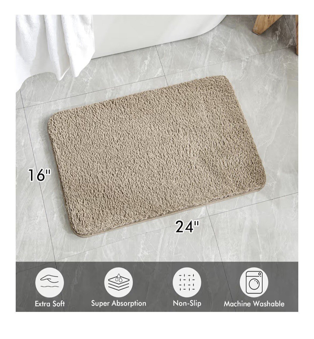 Bath Mats Non Slip Ultra Soft Absorbant Microfiber Fluffy Thick Bathrm Rugs Mat | eBay - Image 2