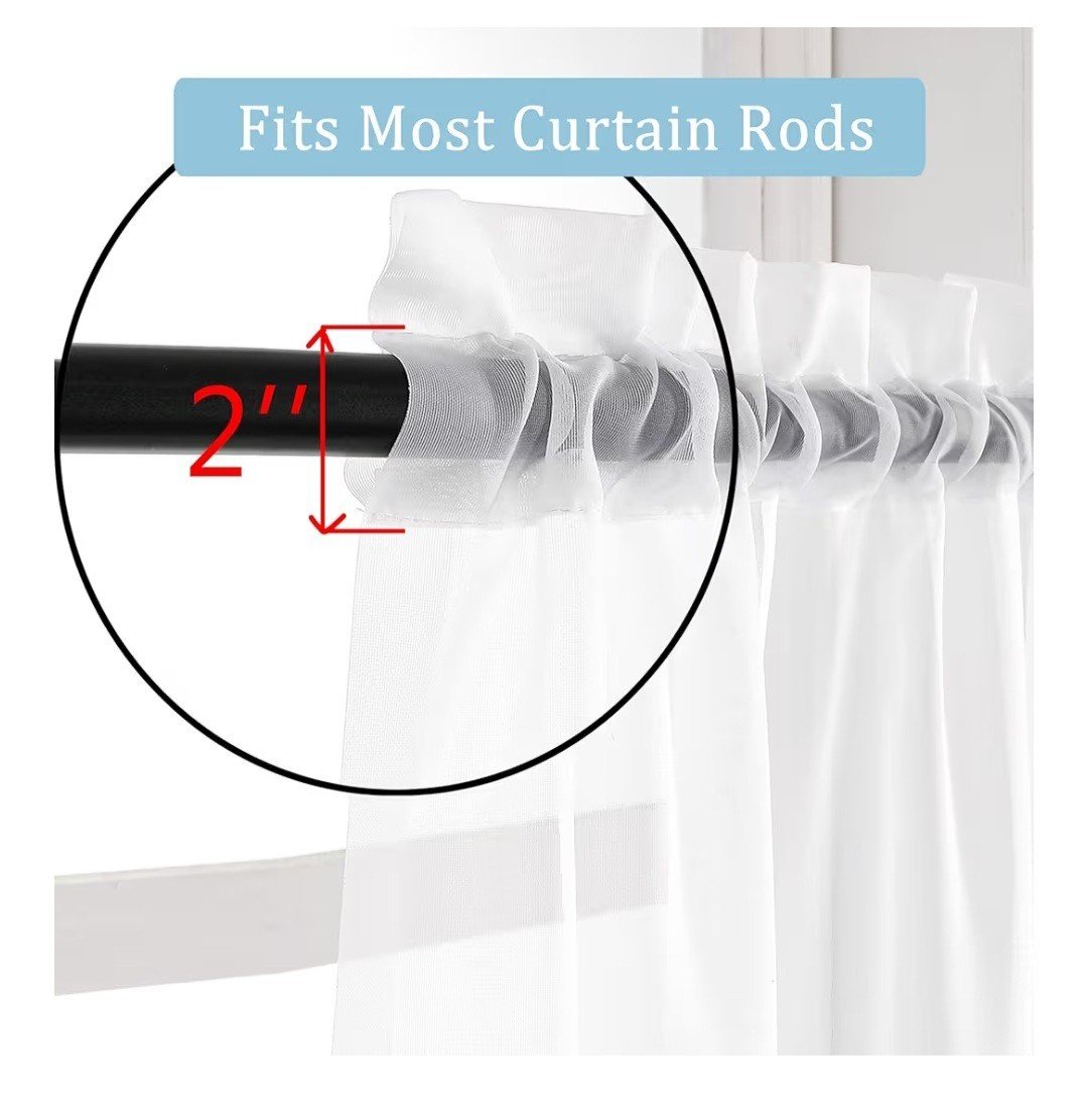 OWENIE White Sheer Curtains, 45 inches Long, 2 Panels, Rod Pocket. | eBay - Image 2