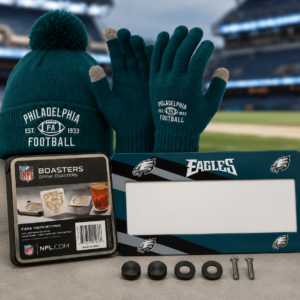 NFL Philadelphia Eagles Combo, Beanie, Gloves, Plate and Drink Coaster