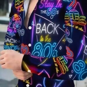 Neon Vintage Style T-Shirt, 80s themed, sequin nightclub party fashion Top SIZE Large (NEW)