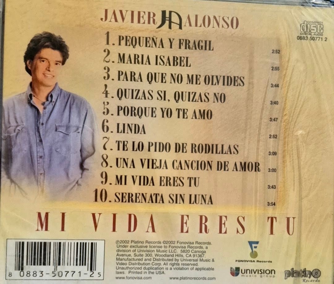 Javier Alonso-Mi Vida Eres Tu (CD New) - Image 2