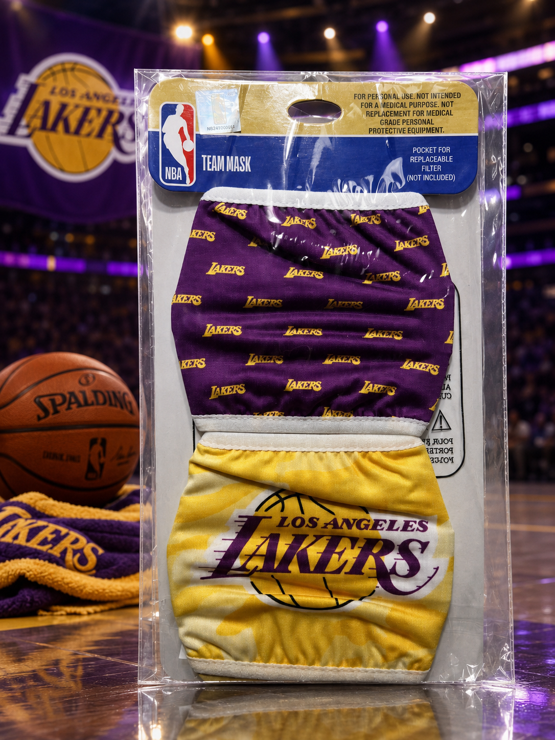 NBA Los Angeles Lakers Face Cover Team 2 Mask Pack Officially Licensed NBA Masks