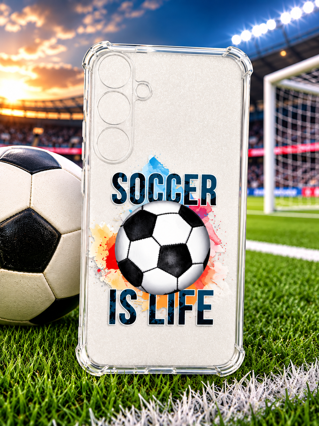 Soccer is Life For SAMSUNG Galaxy S25 FE 5G Phone Case (Glam Clear Case)